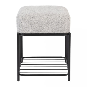 Milou - Tabouret carré en tissu et métal : Couleur - Gris chiné