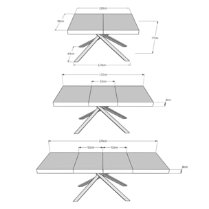 Tavolo allungabile 120x90/224 cm Karida Premium quercia natura gambe bianche