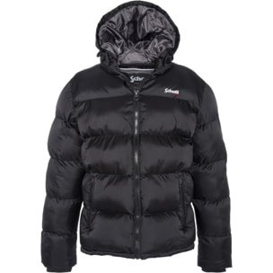 IDAHO2 SIMPLE HOODED &  PADDED JACKET W/ SCHOTT NYC CHEST EMBROIDERY  100% NYLON Nero