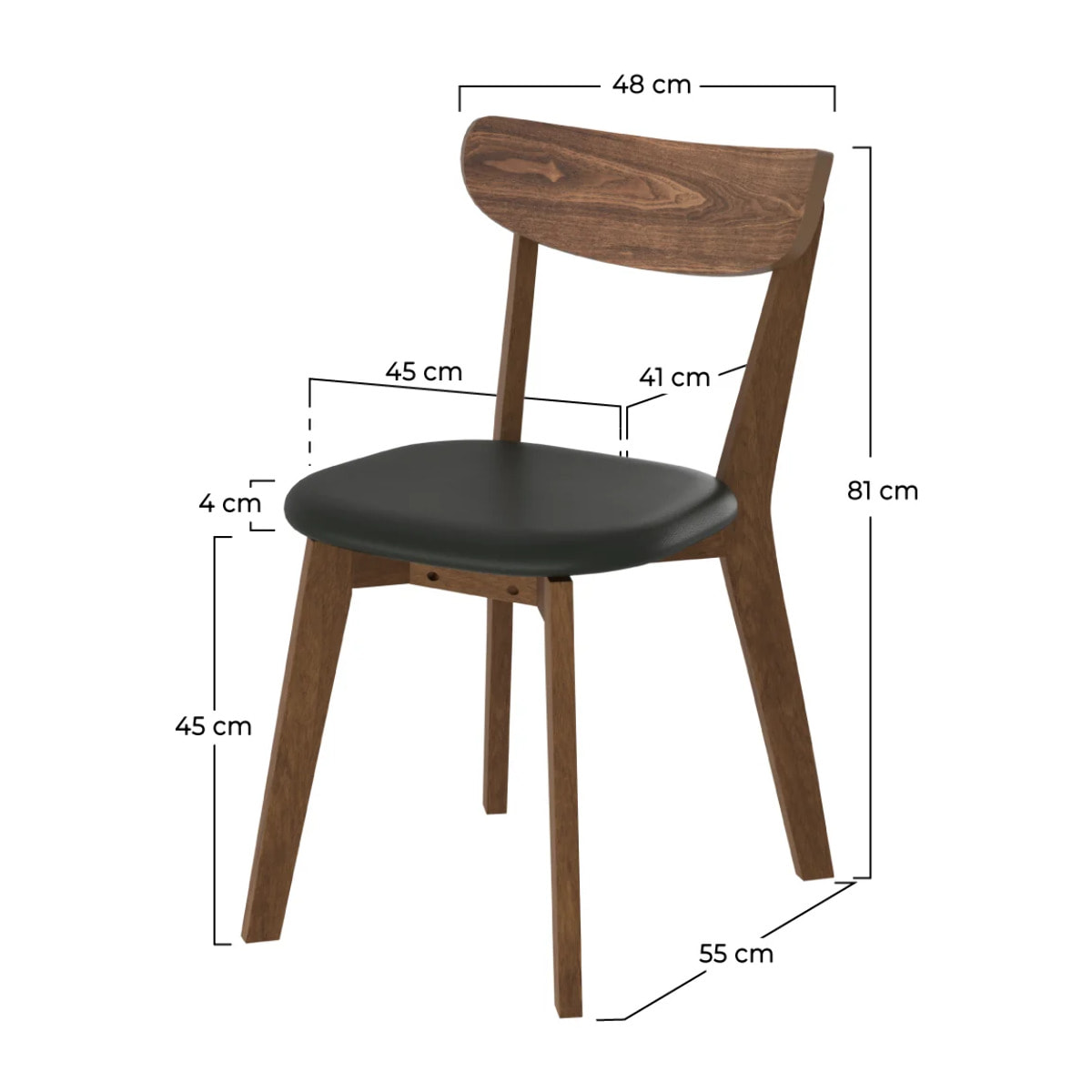 Lot de 2 chaises en cuir synthétique noir et bois de frêne - Tabata
