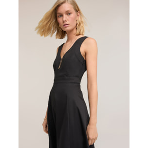 Motivi - Vestito flare in cotone tecnico - Nero