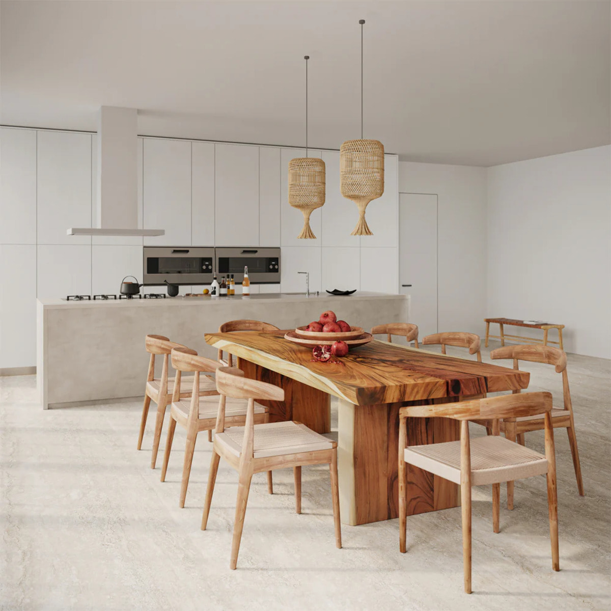 Table rectangulaire 10 personnes en bois de suar 240 cm - Tanah