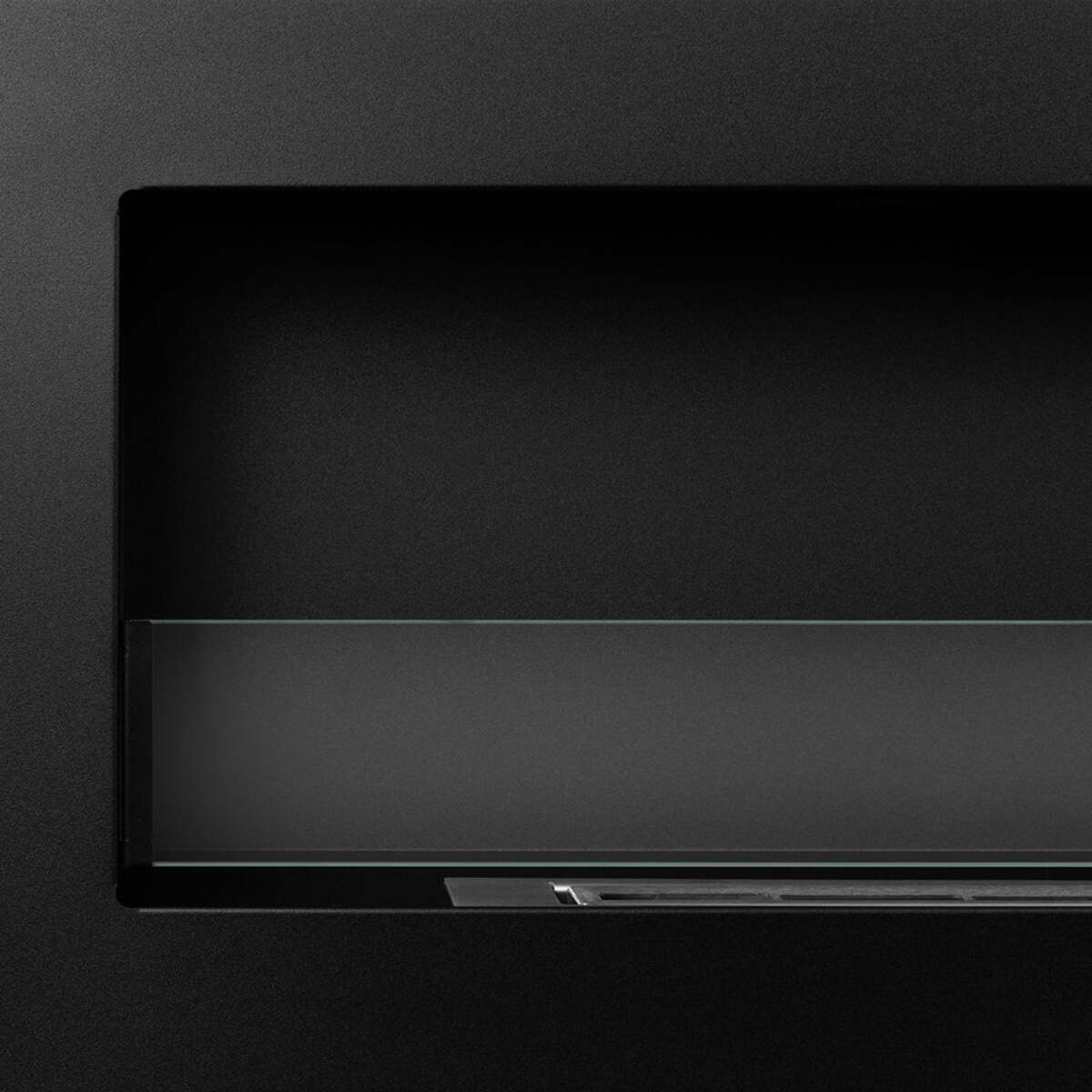 Livorno 120 - Camino a Bioetanolo da Parete o Incasso 120x40x15 cm con Bruciatore 1,25lt in Acciaio Nero