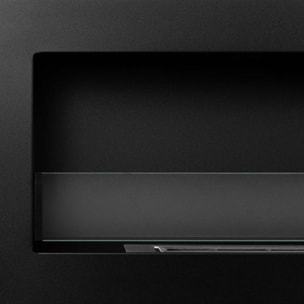 Livorno 120 - Camino a Bioetanolo da Parete o Incasso 120x40x15 cm con Bruciatore 1,25lt in Acciaio Nero