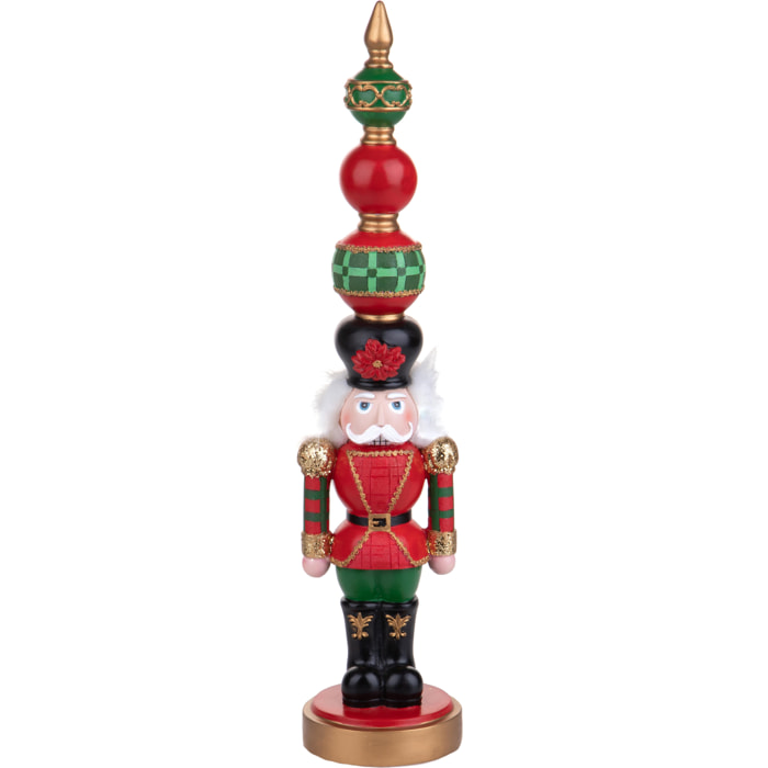 Schiaccianoci 48,5 cm con Puntale Natale - Pezzi 1 - Colore:Rosso - Bianchi Dino - -