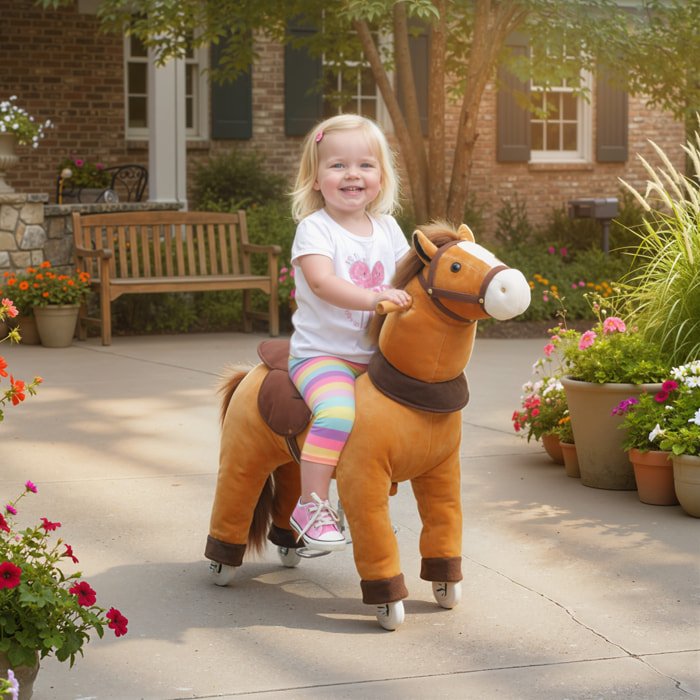Porteur cheval pour enfant +36 moisà roulettes repose-pieds poignées marron