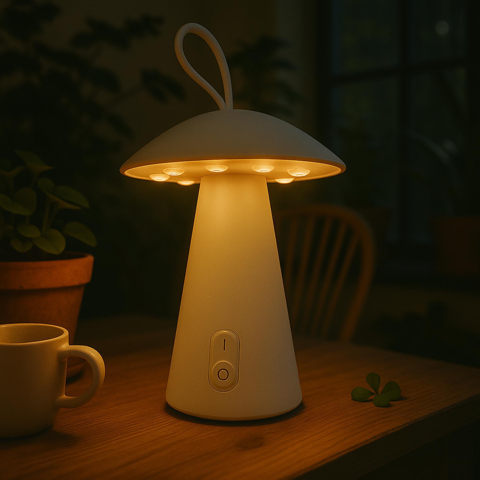 Well Home Lampara sobremesa recargable blanca Ø15x17cm