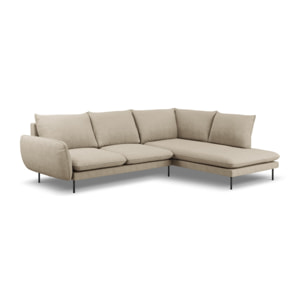 Canapé d'angle droit "Vienna" 6 places en tissu structurel beige