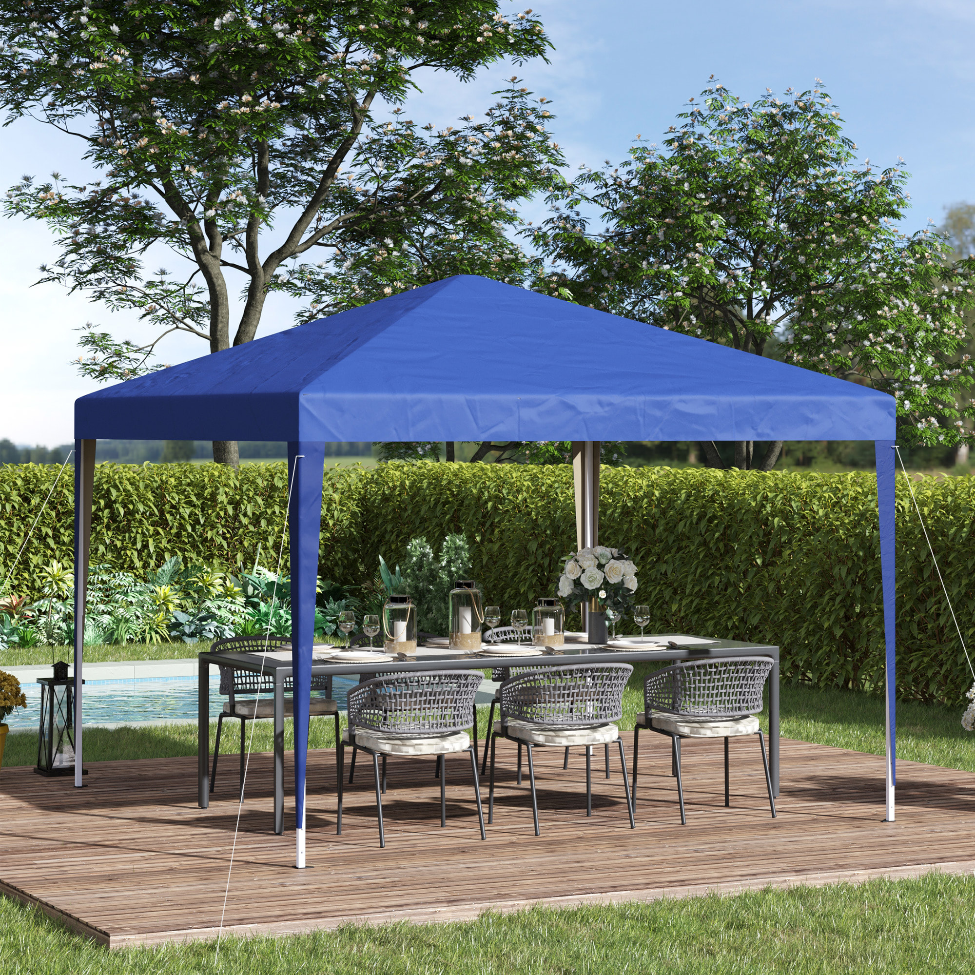 Carpa Plegable Gazebo 3x3 m Cenador Plegable con Altura Ajustable en 3 Niveles Toldo Anti-UV y Bolsa de Transporte para Camping Fiestas Azul