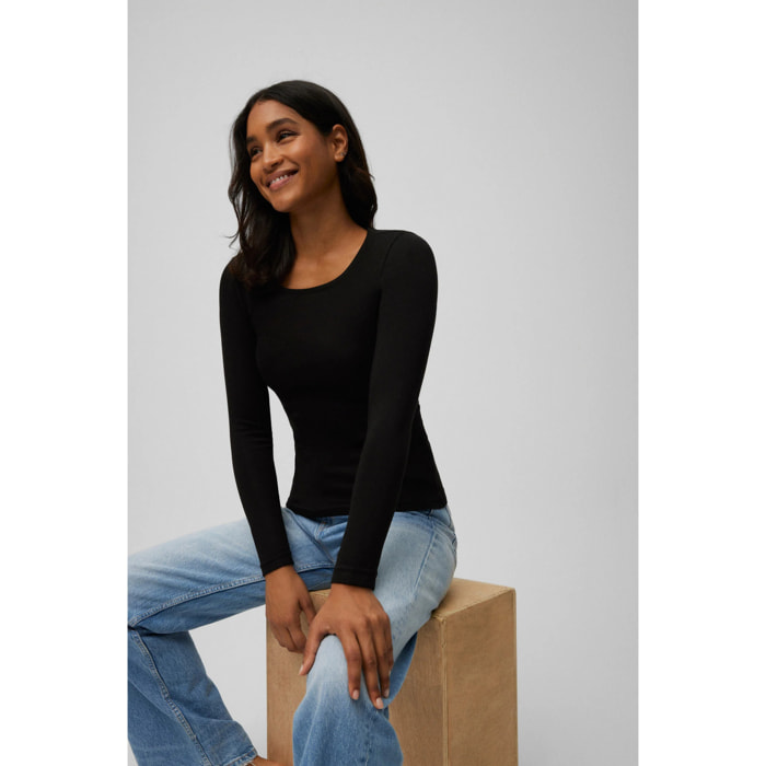 T-shirt termica da donna a maniche lunghe con scollo a V