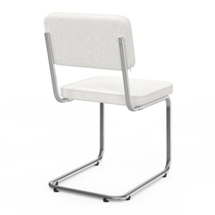 Chaises Naya en bouclette crème et pied métal - lot de 4