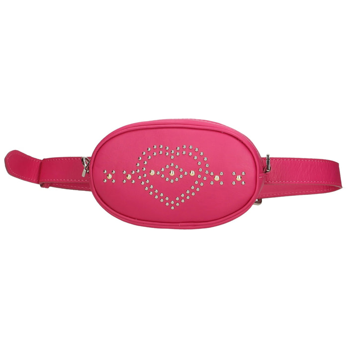 Borsa marsupio da donna in vera pelle sauvage con borchie. Prodotto artigianale italiano. Made in Italy - 12.0 x 19.0 x 7.0 cm
