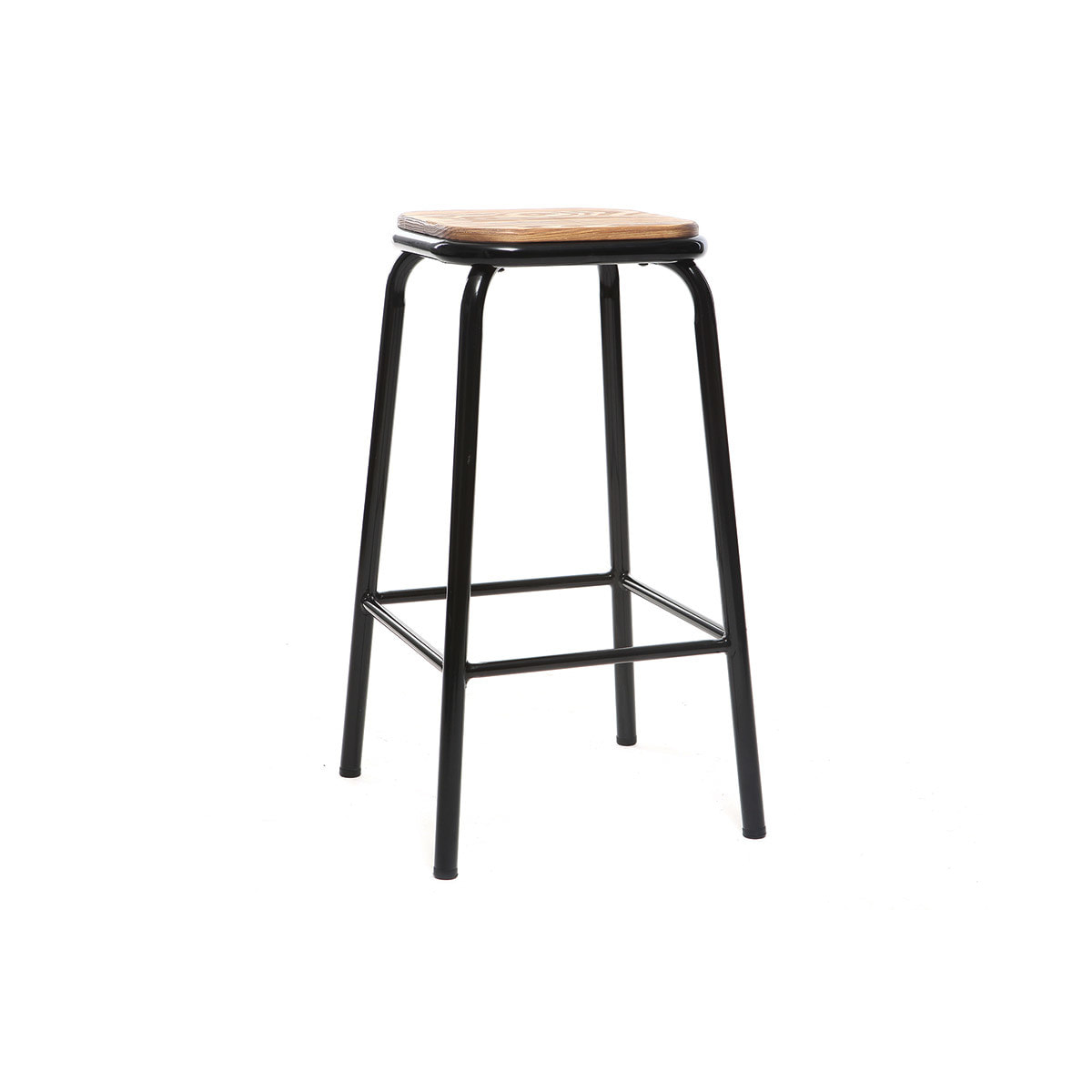 Tabourets de bar empilables noir et bois foncé H65 cm (lot de 2) MEMPHIS