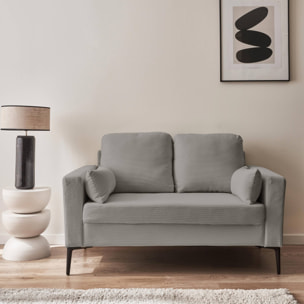 Canapé 2 places pieds métal velours côtelé BJORN