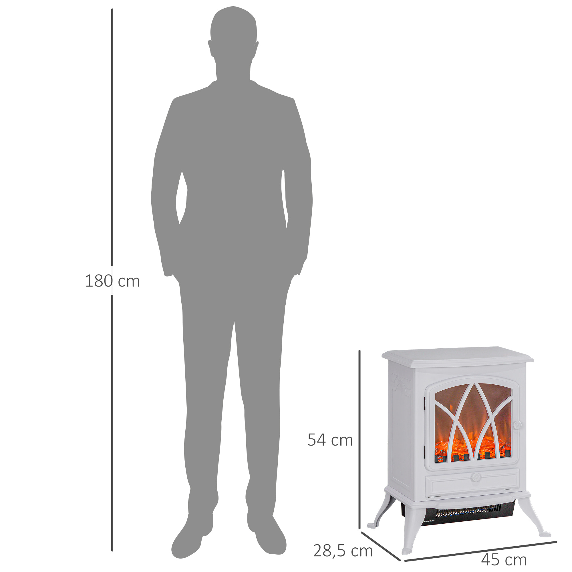 Cheminée électrique poêle style rétro thermostat 1000-2000 W blanc