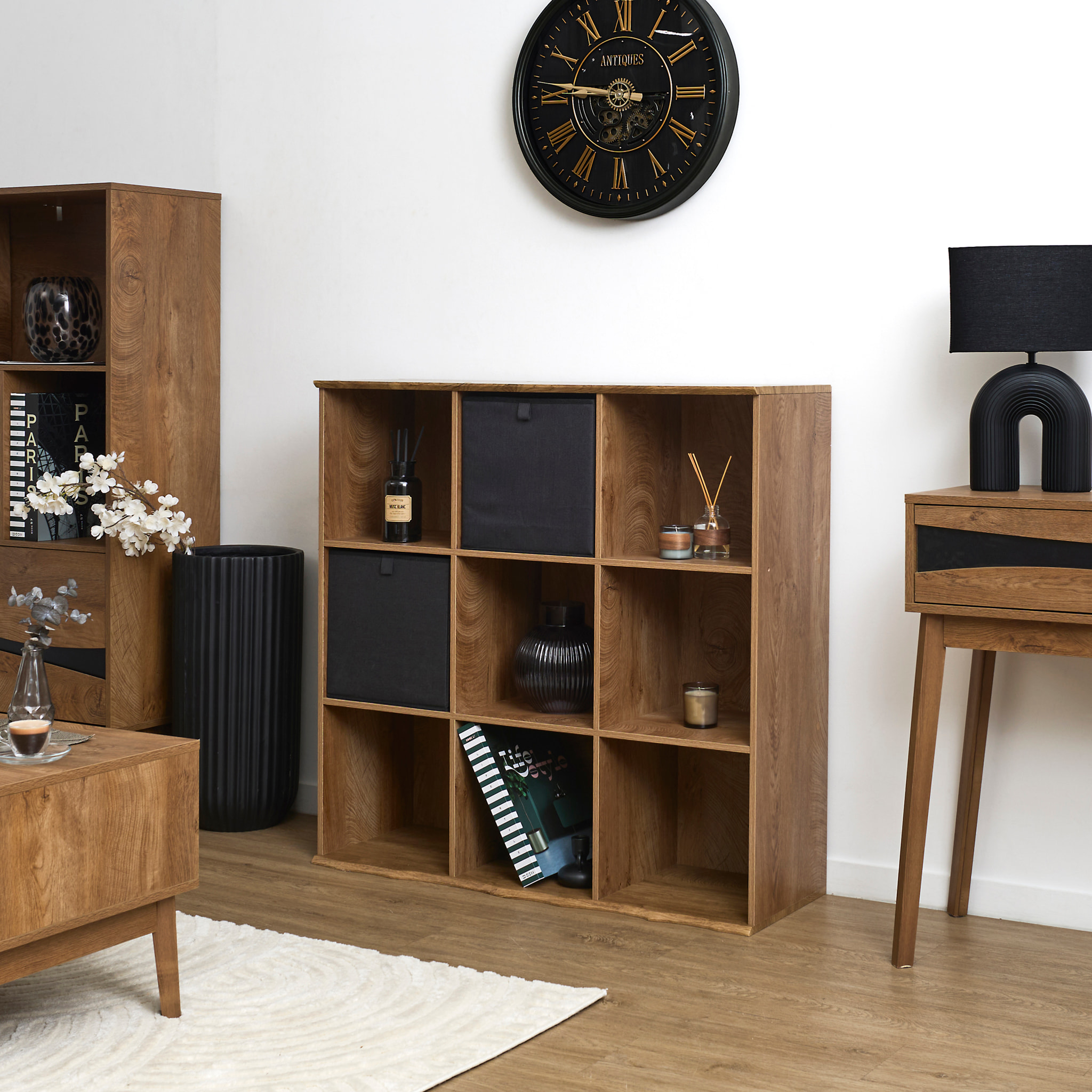 Etagere - HOME DECO FACTORY - Modulable - 9 Cases - Marron