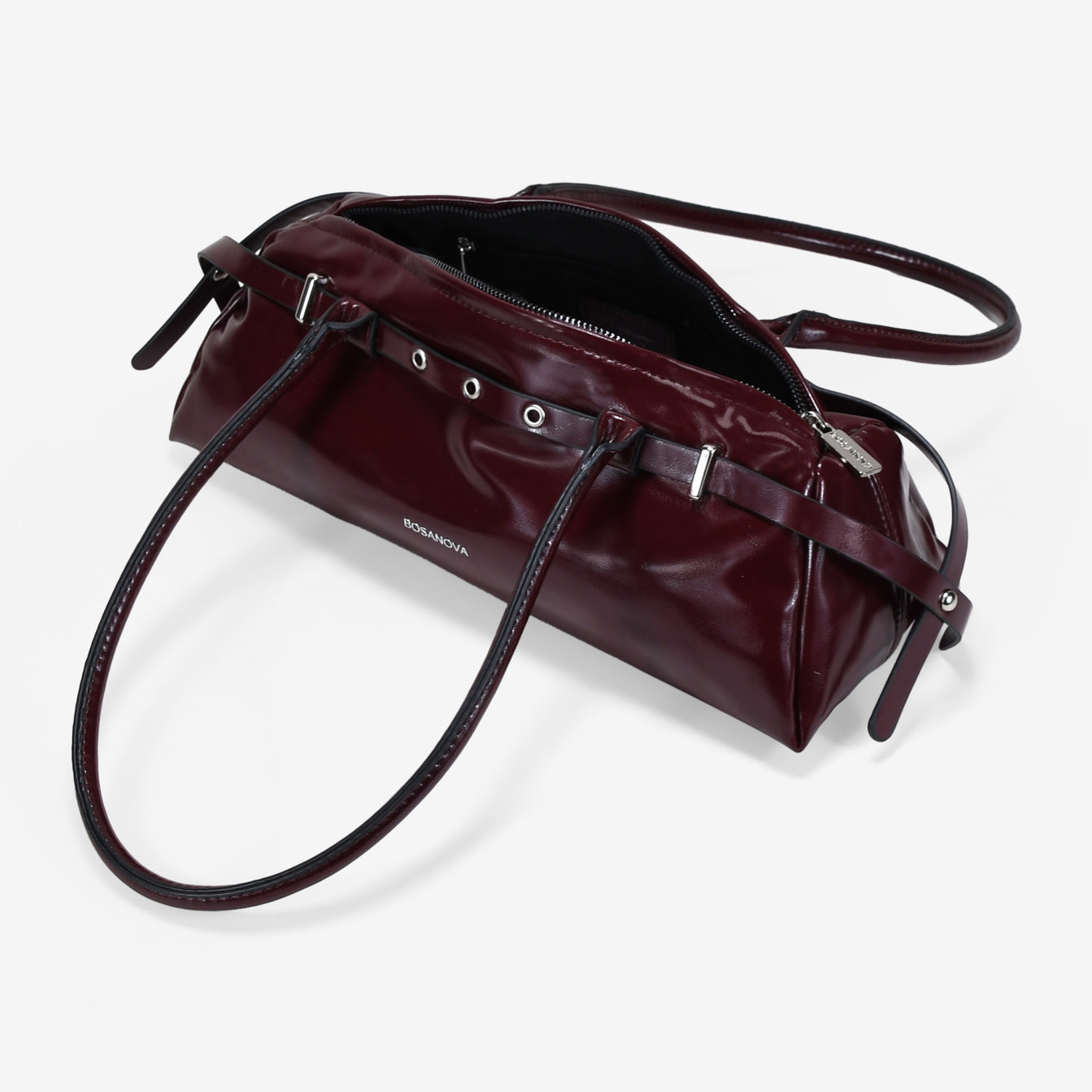 Bolso de hombro burdeos con cremallera