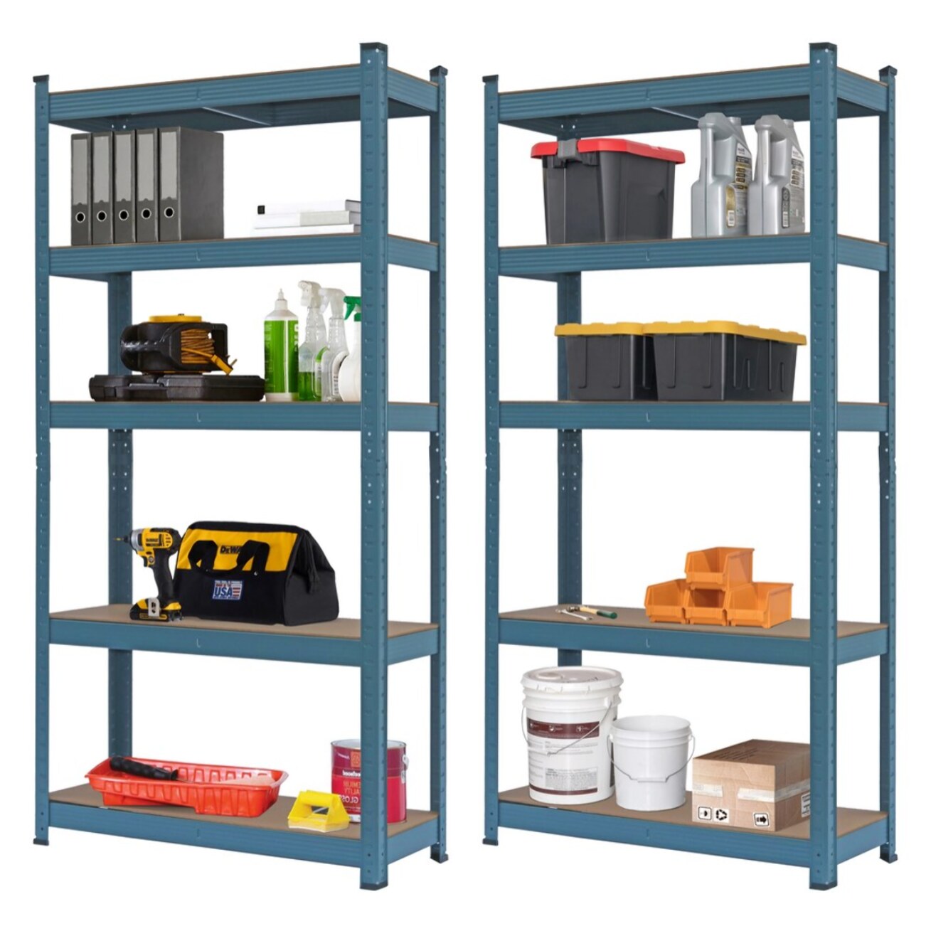 Set da 2 scaffali metallici 150x75x30 cm, cedro