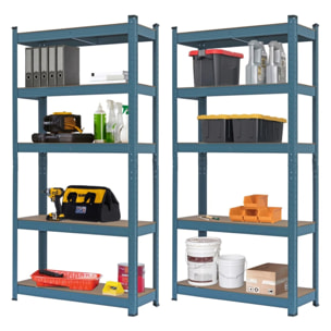 Set da 2 scaffali metallici 150x75x30 cm, cedro