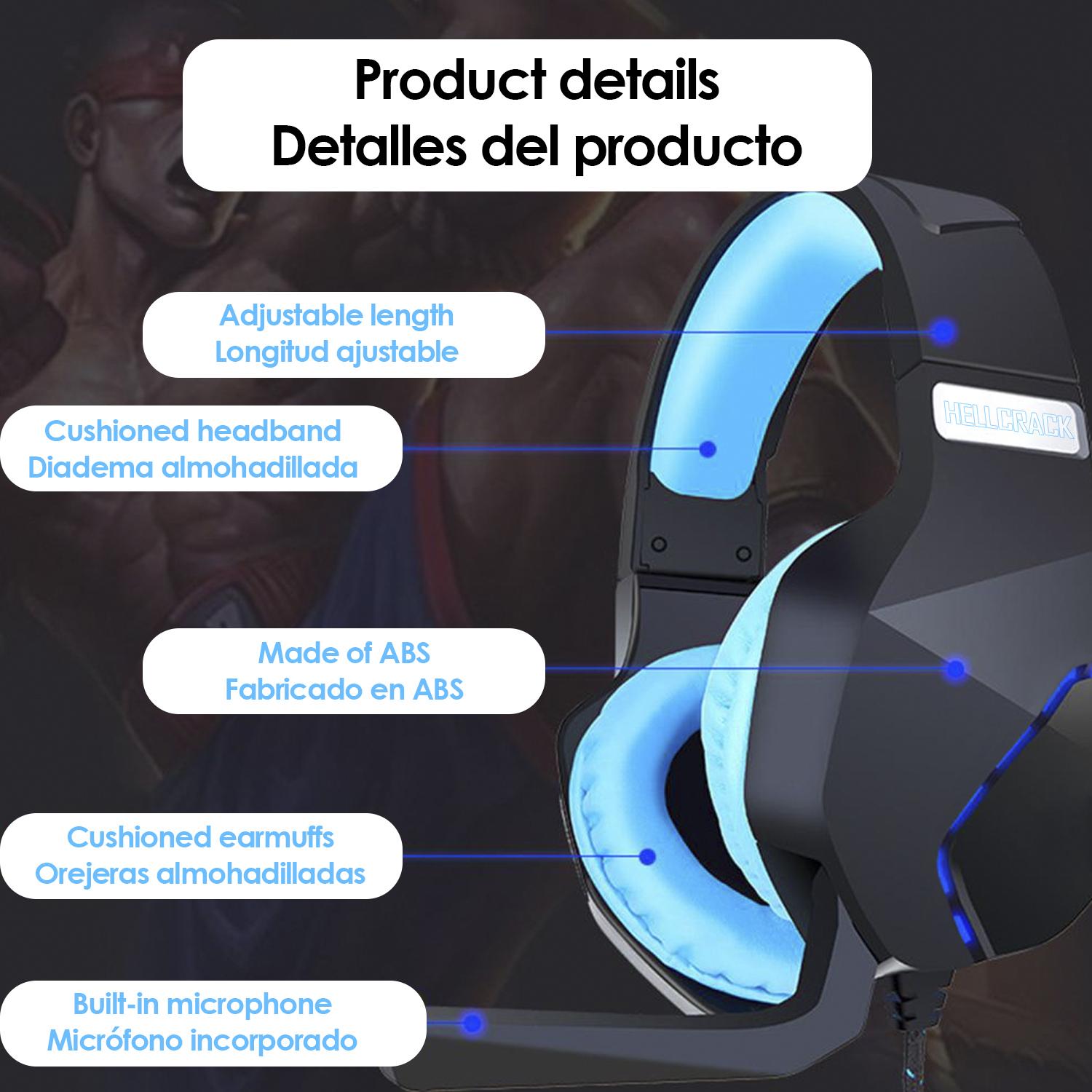 Headset G600 Hellcrack, auriculares especiales para gaming con microfono incorporado y cable con control de volumen.