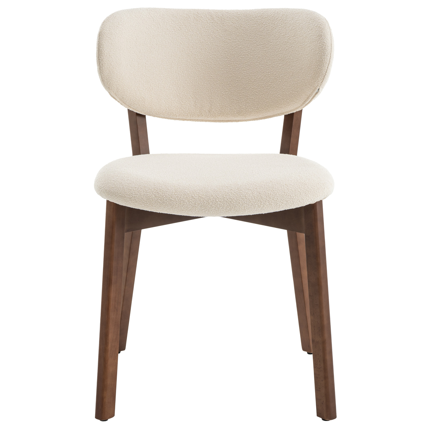 Lot de 2 chaises en bois foncé et tissu boucle beige AURA