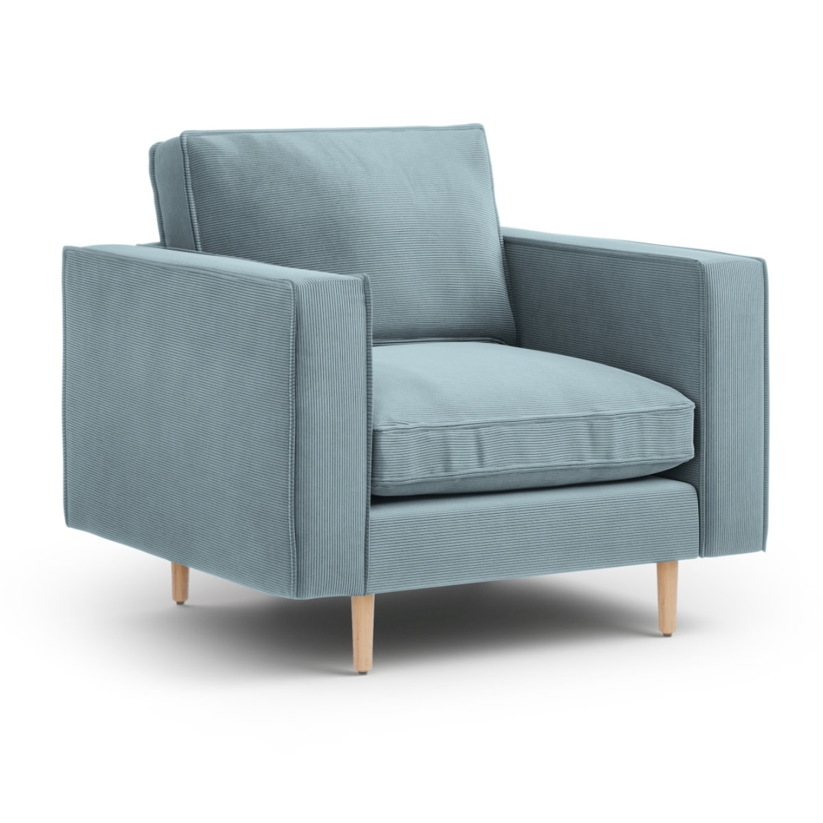 Fauteuil "Alexis" en velours côtelé bleu clair