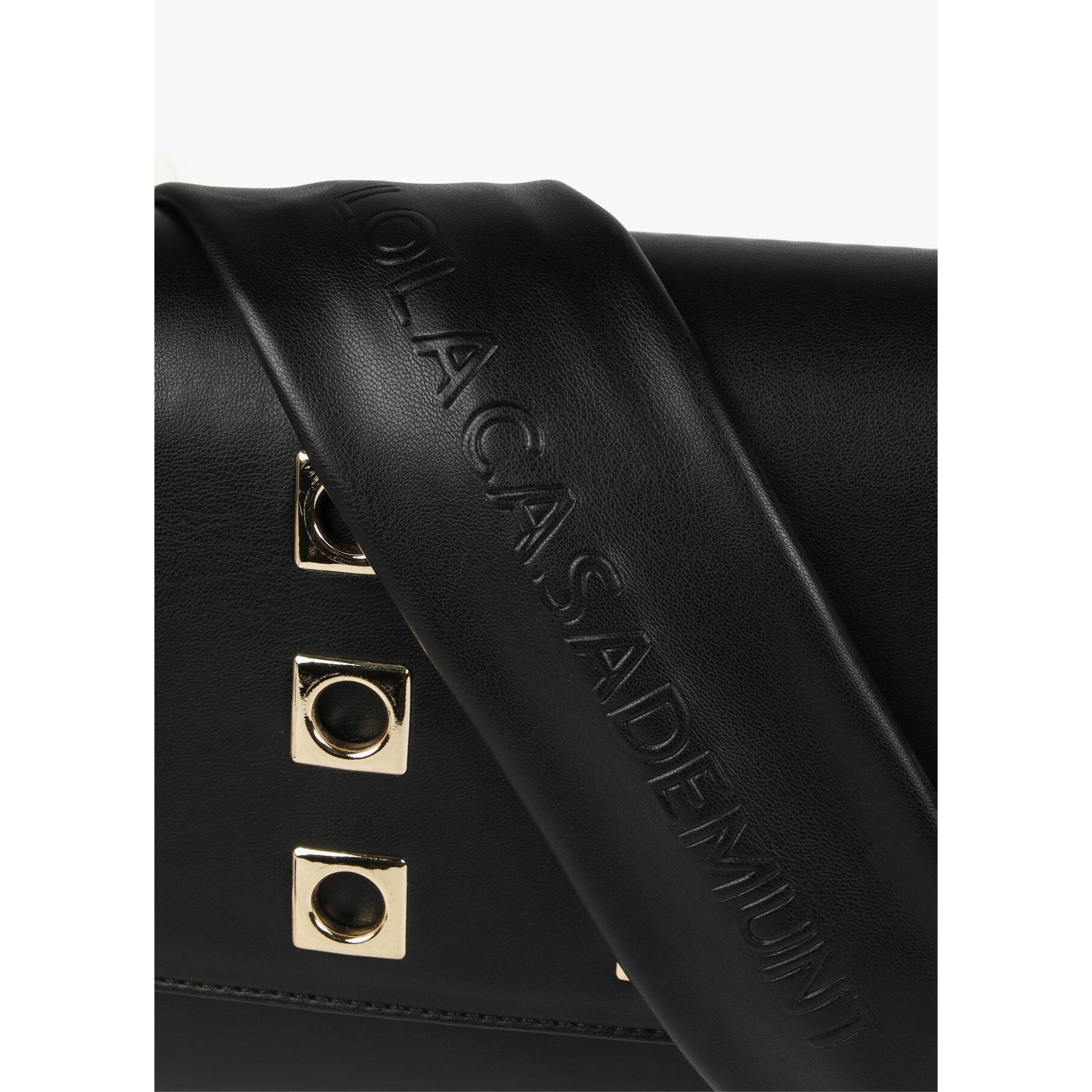 Borsa a tracolla con occhielli in metallo quadrati