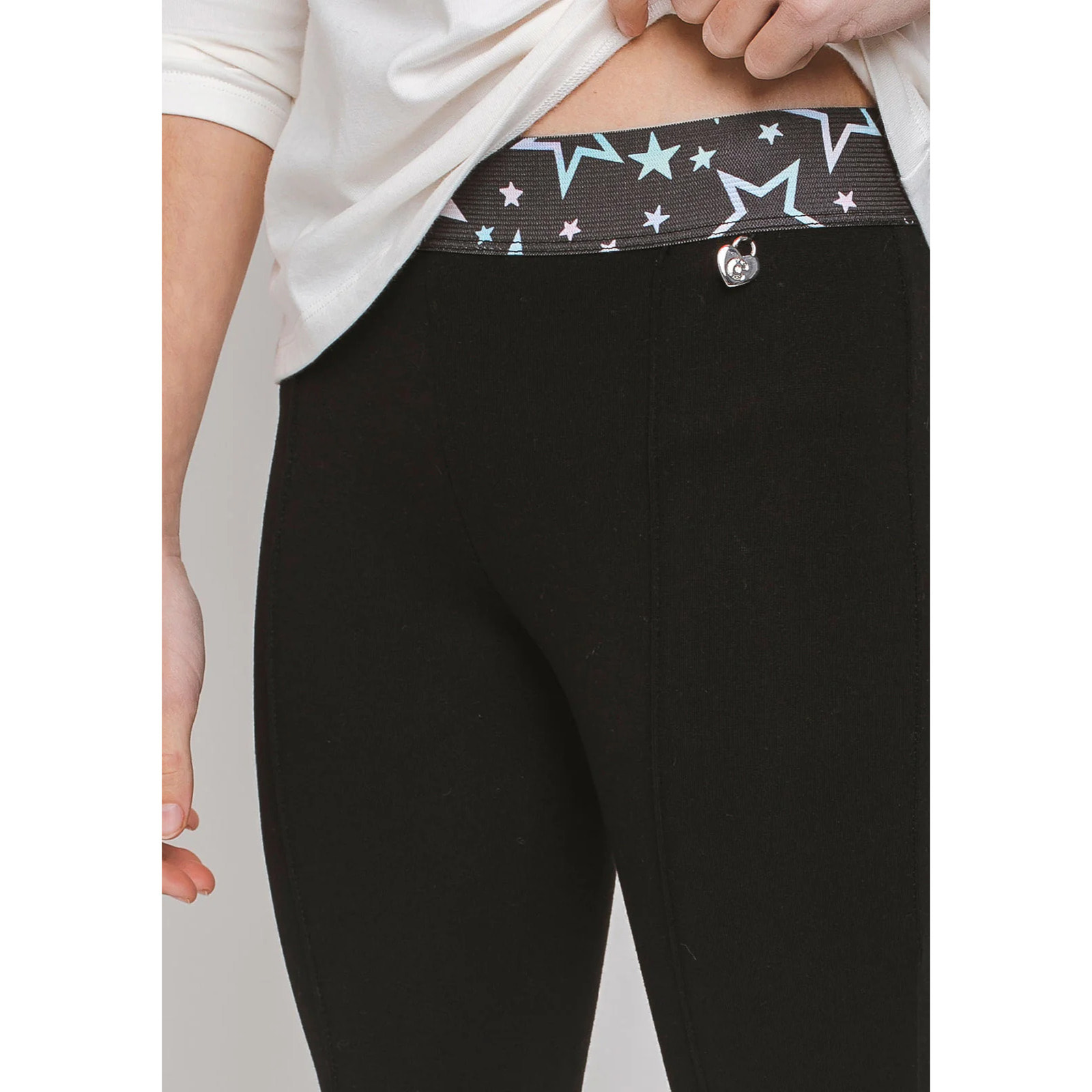 Leggings de Niña con Cintura de Estrellas en Negro