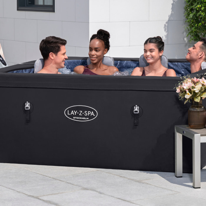 Bestway Spa semi rigide carré Lay-Z-Spa Stockholm Smart AirJet avec WiFi 4-6 personnes