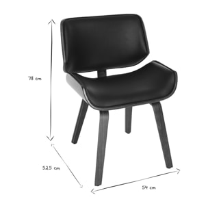 Chaise design noir et bois foncé RUBBENS