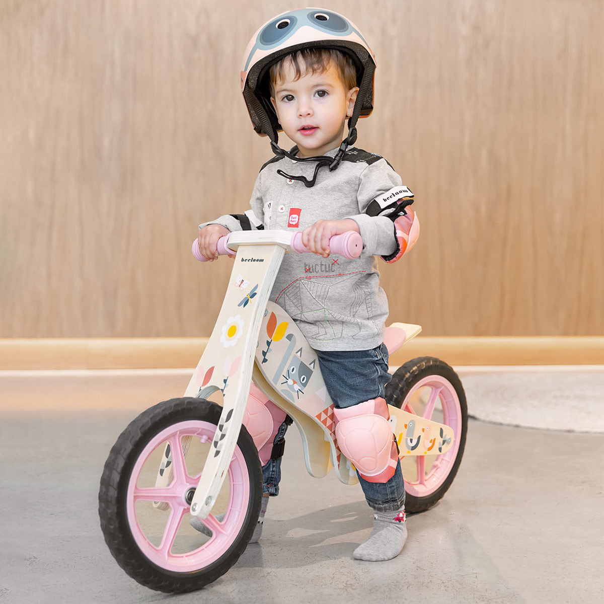 Bicicleta sin pedales SPRING BIKE bici infantil de madera diseño rosa