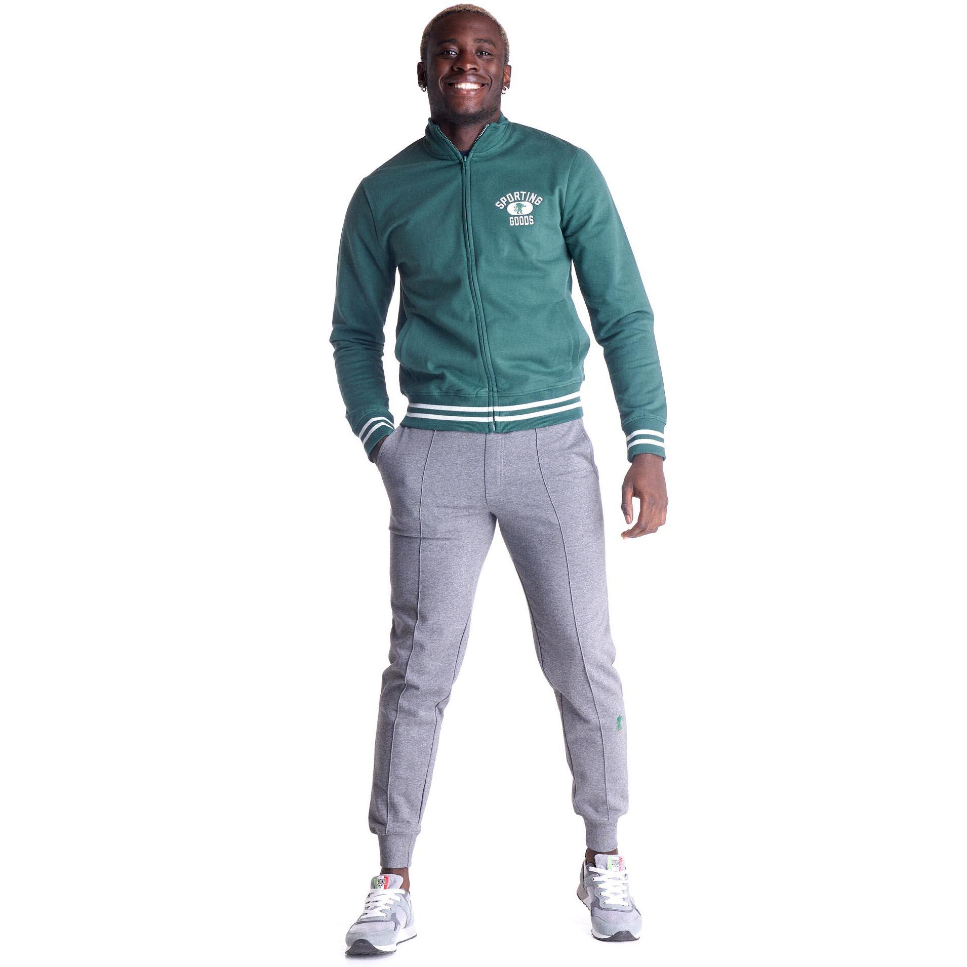 Chándal universitario con cremallera completa y cuello alto para hombre