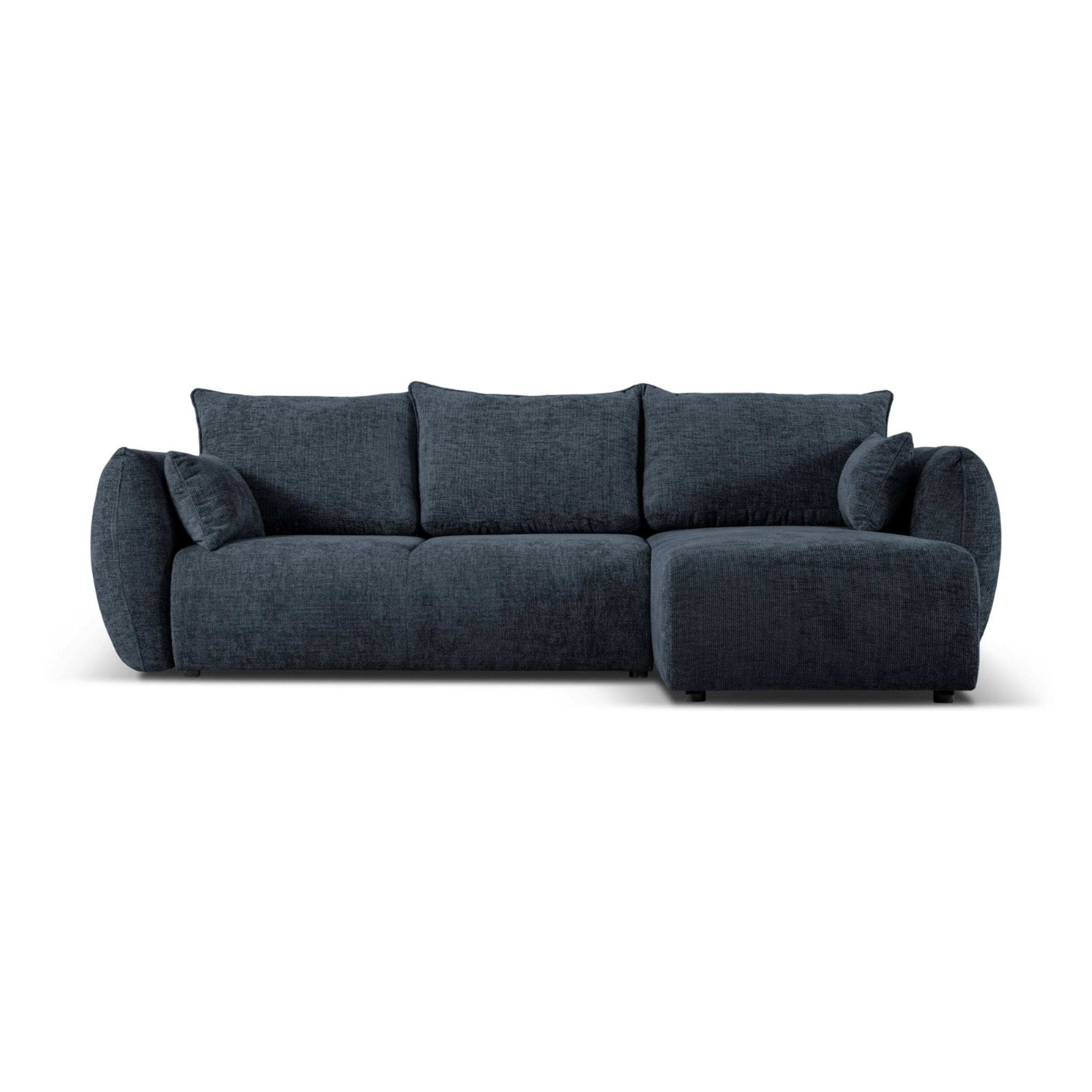Canapé d'angle droit convertible avec coffre de rangement "Matera" 4 places en chenille bleu roi