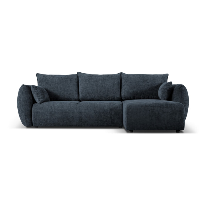 Canapé d'angle droit convertible avec coffre de rangement "Matera" 4 places en chenille bleu roi