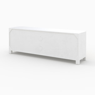 Meuble TV en béton blanc cassé et bois d'acacia 145 cm - Fira