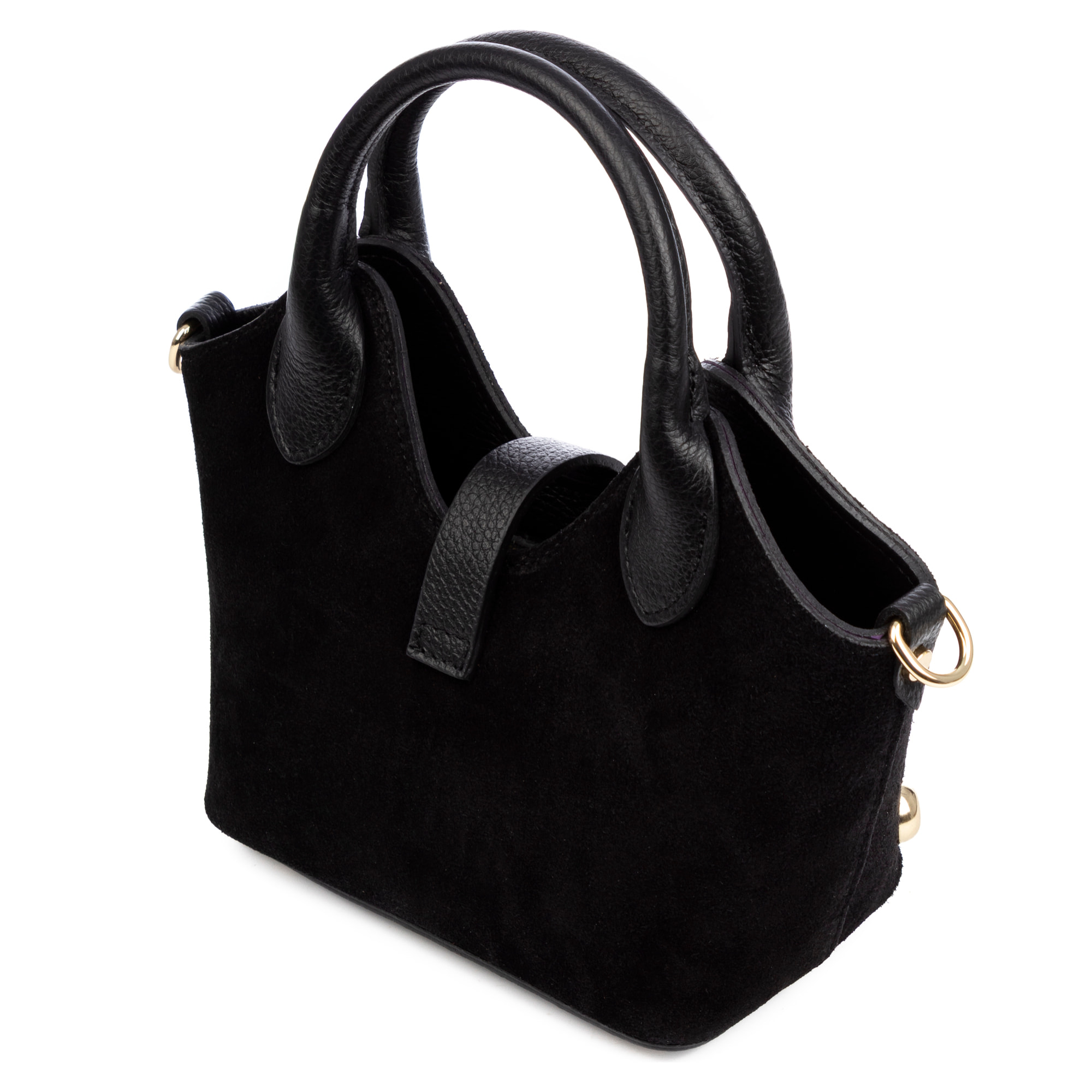 Barzanò Bolso de mano Mujer. Piel auténtica Gamuza con detalles metálicos.