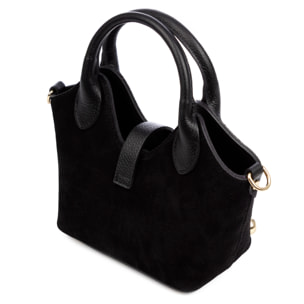 Barzanò Bolso de mano Mujer. Piel auténtica Gamuza con detalles metálicos.