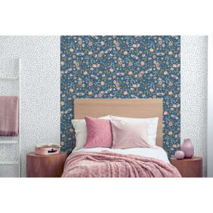 Papier peint floral papillons fond bleu nuit