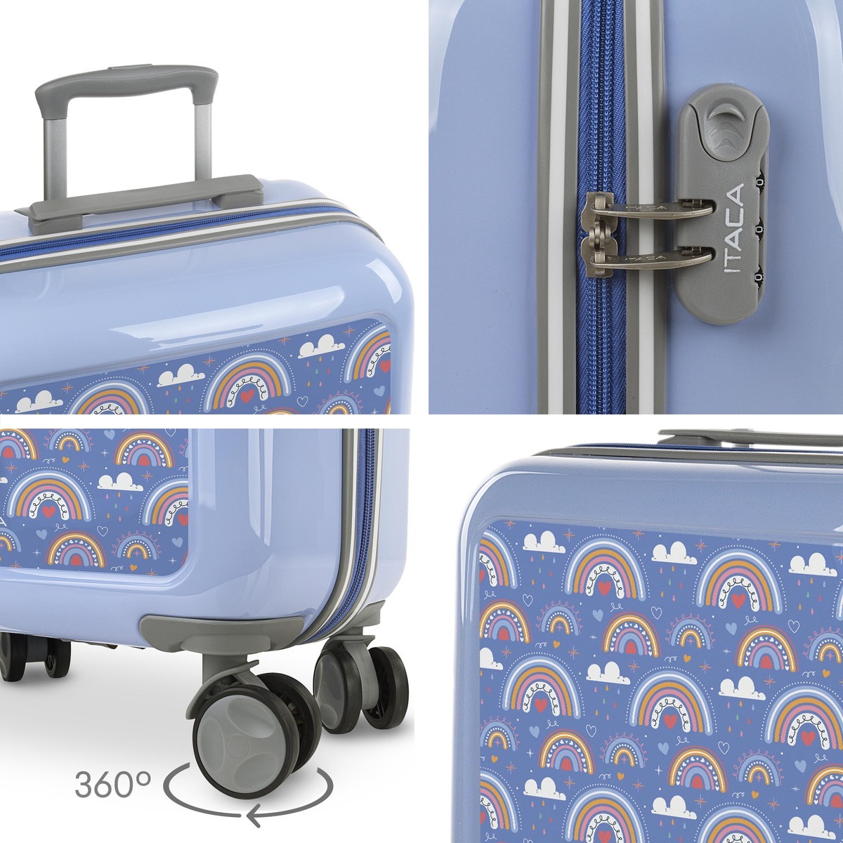 Juego De Maletas Pc Itaca Base Azul Azul Arcoiris