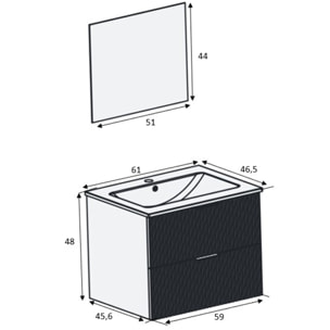 Meuble salle de bain simple vasque 60cm bois MDF ondulé