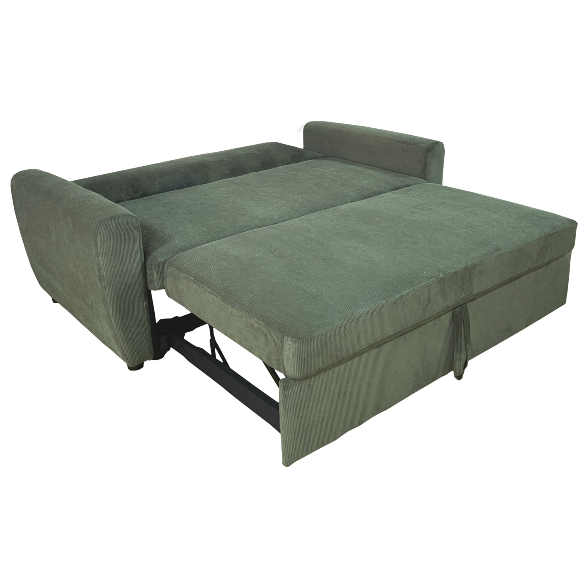 Canapé convertible en velours côtelé vert 2 places MATT
