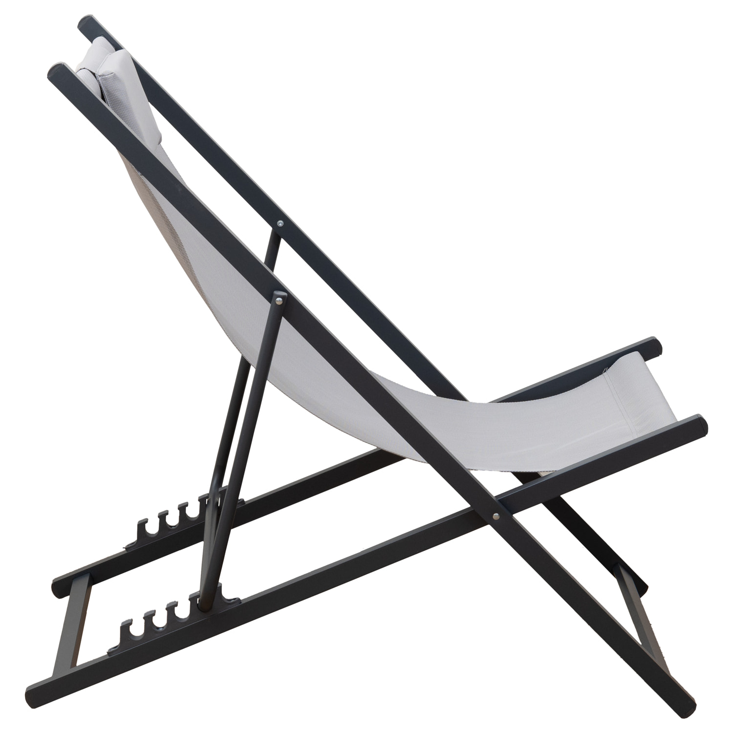 Lot de 2 chiliennes CYPRUS - textilène gris/structure anthracite