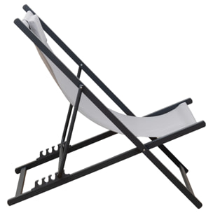 Lot de 2 chiliennes CYPRUS - textilène gris/structure anthracite