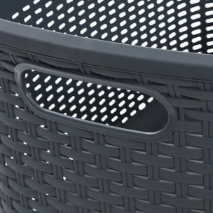 Corbeille à linge rattan rectangulaire 40L gris