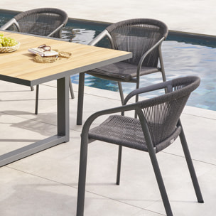 Fauteuil de jardin empilable "Riu" anthracite & graphite en aluminium traité en epoxy