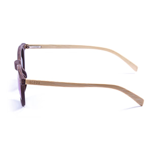 Gafas de sol OCEAN LIZARD WOOD - De brazo de bambú con montura marrón oscuro mate y / Revo verde