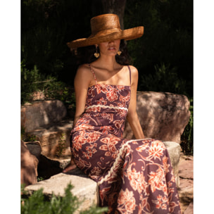 Vestido midi de tirantes con Corte Imperio y Volante