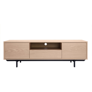 Meuble TV finition bois chêne avec niche ouverte L160 cm MANNY