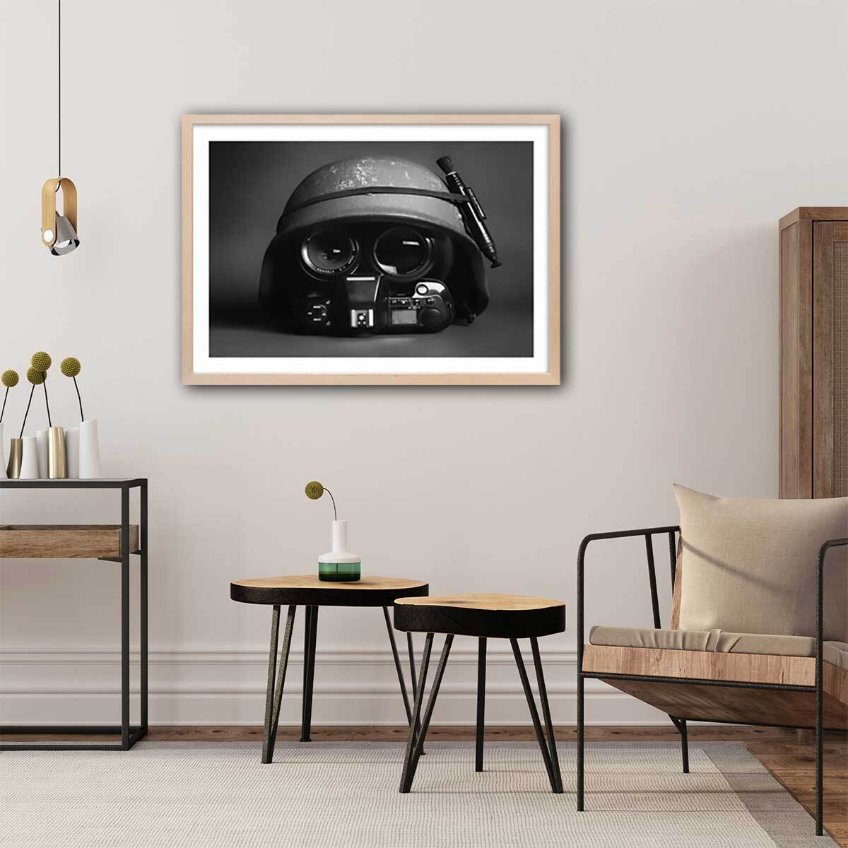 Affiche reporter de guerre Affiche + cadre en bois - Chêne