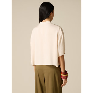 Oltre - Camicia boxy collo alla coreana - Bianco